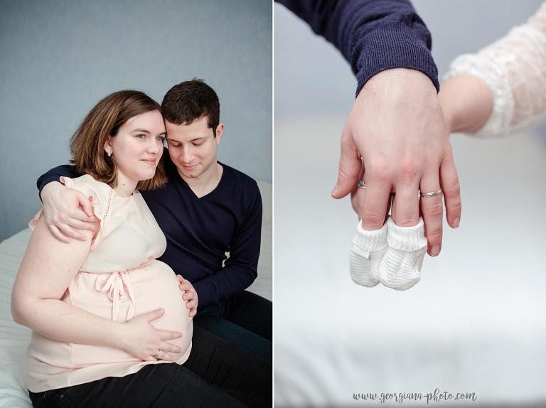 Shooting photo femme enceinte en intérieur. Séance photo à domicile