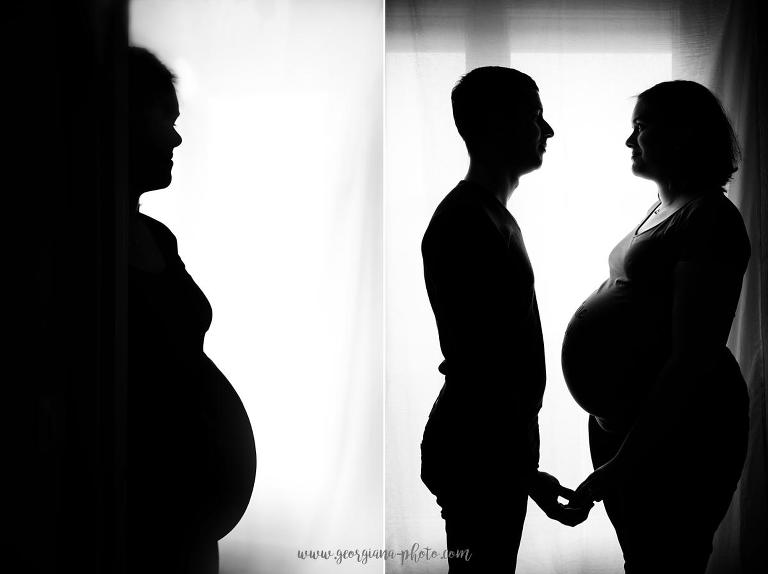 Shooting photo femme enceinte en intérieur. Séance photo à domicile