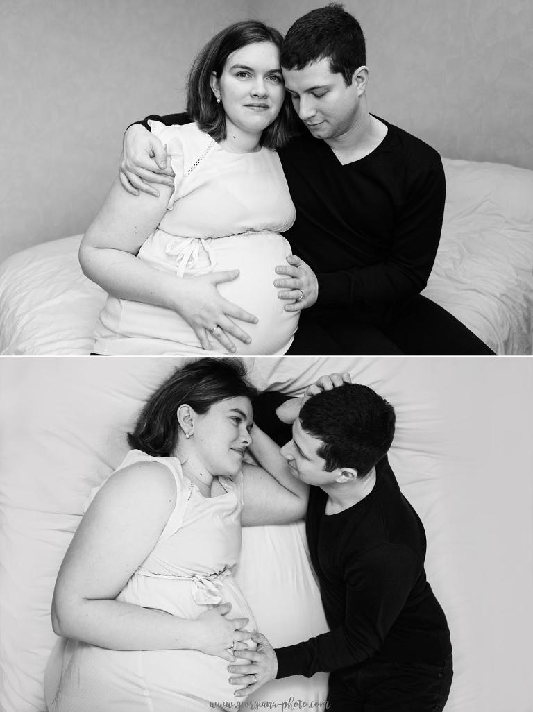 Shooting photo femme enceinte en intérieur. Séance photo à domicile